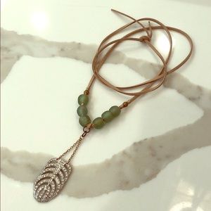 Vintage style rhinestone & sea glass necklace